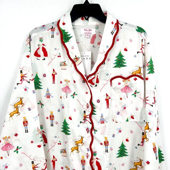 SANT AND ABEL X KATHY HILTON Christmas Magic Print Nightshirt XL White Multi NWT - Picture 3 of 9